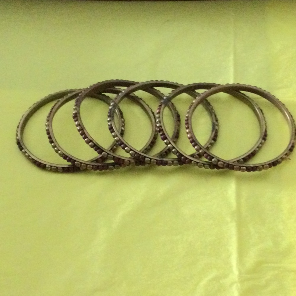 CLEARANCE 6 Brown & Gold Bead Bangles
